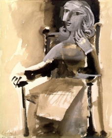 1939 Femme assise la main gauche sur la joue西班牙画家巴勃罗毕加索抽象油画人物人体油画装饰画