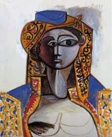 1955 Jacqueline Roque en costume turc西班牙画家巴勃罗毕加索抽象油画人物人体油画装饰画