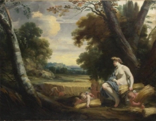 Simon Vouet and studio - Ceres and Harvesting Cupids大师画家古典画古典建筑古典景物装饰画油画