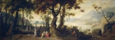 Francken, Frans II_ Wildens, Jan - Paisaje con Mercurio y Herse, Ca. 1635大师画家古典画古典建筑古典景物装饰画油画