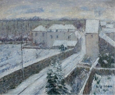Gustave Loiseau - View of Triel under the Snow, 1916大师画家风景画静物油画建筑油画装饰画