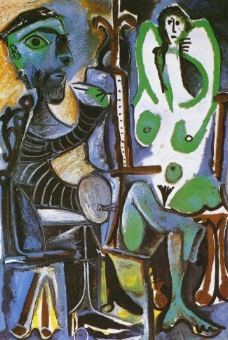 1963 Le peintre et son mod濡塭 5西班牙画家巴勃罗毕加索抽象油画人物人体油画装饰画
