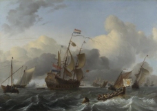 Ludolf Bakhuizen - The Eendracht and a Fleet of Dutch Men-of-war大师画家古典画古典建筑古典景物装饰画油画
