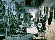 1957LesM淇穒nesVel鐖杚uez西班牙画家巴勃罗毕加索抽象油画人物人体油画装饰画