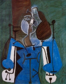 1949 Femme assise 2西班牙画家巴勃罗毕加索抽象油画人物人体油画装饰画
