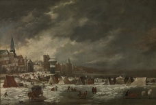 Jan Peeters I - The frozen Schelde of antwerp大师画家古典画古典建筑古典景物装饰画油画