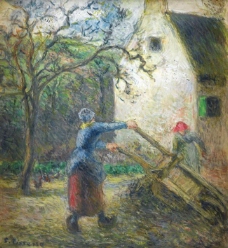 Camille Pissarro - Woman Empting the Hand-Cart, 1880大师画家风景画静物油画建筑油画装饰画