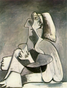 1962 Femme assise 2西班牙画家巴勃罗毕加索抽象油画人物人体油画装饰画