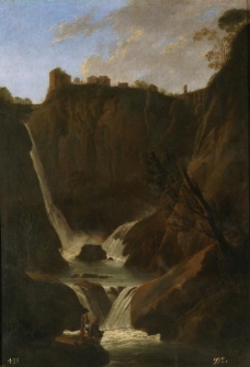 Anonymous - Vista de la cascada de Tivoli con pescadores, 1639-41大师画家古典画古典建筑古典景物装饰画油画