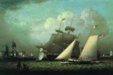 Robert Salmon - Picture of the Dream Pleasure Yacht, 1839大师画家古典画古典建筑古典景物装饰画油画