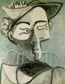 1962 Femme assise au chapeau西班牙画家巴勃罗毕加索抽象油画人物人体油画装饰画