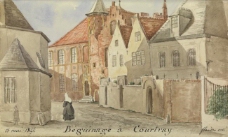 Auguste de Peellaert - Beguinage in Kortrijk西方经典大师油画家洛可可艺术古典建筑装饰画油画