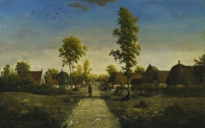 Pierre-Etienne-Theodore Rousseau - The Village of Becquigny, c. 1857大师画家古典画古典建筑古典景物装饰画油画
