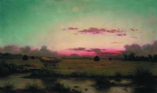 Martin Johnson Heade - The Marshes at Rhode Island, 1866大师画家古典画古典建筑古典景物装饰画油画