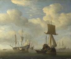 Willem van de Velde - An English Vessel and Dutch Ships Becalmed大师画家古典画古典建筑古典景物装饰画油画