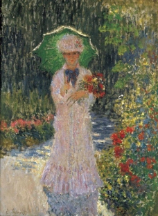 Claude Monet - Camille with Green Umbrella, 1876大师画家风景画静物油画建筑油画装饰画
