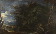 Salvator Rosa - Landscape with Mercury and the Dishonest Woodman大师画家古典画古典建筑古典景物装饰画油画