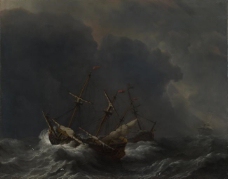 Willem van de Velde - Three Ships in a Gale大师画家古典画古典建筑古典景物装饰画油画