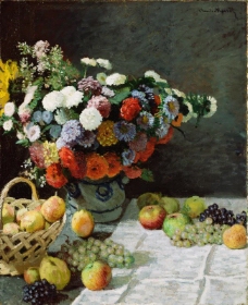 Flowersandfruit1869法国画家克劳德.莫奈oscarclaudeMonet风景油画装饰画