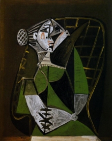 1951Femmeauchignonassise西班牙画家巴勃罗毕加索抽象油画人物人体油画装饰画