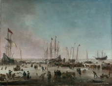 Dubbels, Hendrick Jacobsz - El puerto de Amsterdam en invierno, 1656-60大师画家古典画古典建筑古典景物装饰画油画
