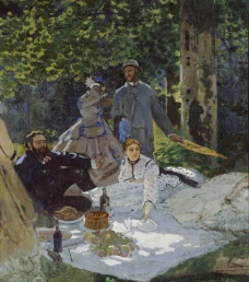 德国LuncheonontheGrassCentralpanel1865法国画家克劳德.莫奈oscarclaudeMonet风景油画装饰画