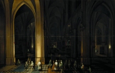 Francken, Frans II_ Neefs, Pieter I - El viatico en el interior de una iglesia, 1636大师画家古典画古典建筑古典景物装