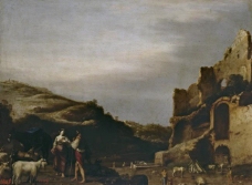 Poelenburch, Cornelis van - Paisaje con ruinas romanas y pastores, 1622-23大师画家古典画古典建筑古典景物装饰画油画