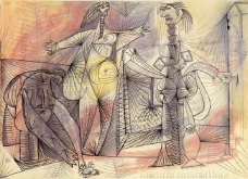 1938 Baigneuses au crabe西班牙画家巴勃罗毕加索抽象油画人物人体油画装饰画