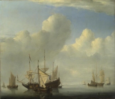 Willem van de Velde - A Dutch Ship coming to Anchor大师画家古典画古典建筑古典景物装饰画油画