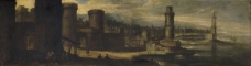 Aguero, Benito Manuel de - Un puerto fortificado, Third quarter of 17 Century大师画家古典画古典建筑古典景物装饰画油画