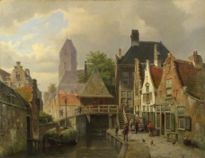 Willem Koekkoek - View of Oudewater大师画家古典画古典建筑古典景物装饰画油画