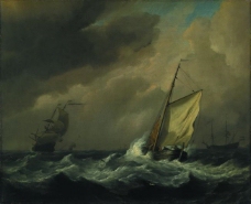 Willem van de Velde - A Small Dutch Vessel close-hauled in a Strong Breeze大师画家古典画古典建筑古典景物装饰画油画