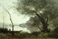 Jean-Baptiste-Camille Corot - The Boatman of Mortefontaine, c. 1865-70大师画家古典画古典建筑古典景物装饰画油画