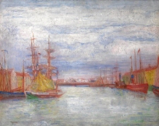 James Ensor - Ostend Harbour大师画家古典画古典建筑古典景物装饰画油画