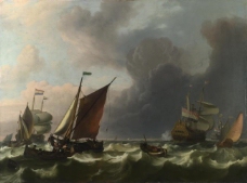Ludolf Bakhuizen - Dutch Men-of-war off Enkhuizen大师画家古典画古典建筑古典景物装饰画油画