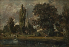 John Constable - Salisbury Cathedral and Leadenhall from the River Avon大师画家古典画古典建筑古典景物装饰画油画
