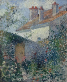 Camille Pissarro - The Houses at Pontoise, 1878大师画家风景画静物油画建筑油画装饰画