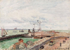 Camille Pissarro - The Pier and the Semaphore of Havre, 1903大师画家风景画静物油画建筑油画装饰画