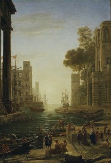 Lorraine, Claude - Landscape with the Embarkment of Saint Paula Romana in Ostia, 1639-40大师画家古典画古典建筑古