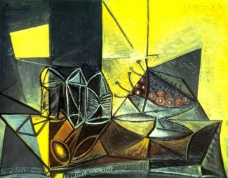 1943 Buffet (Nature morte aux verres et aux cerises)西班牙画家巴勃罗毕加索抽象油画人物人体油画装饰画
