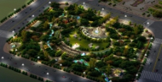 喷泉设计公园夜景效果图图片