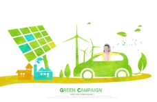 太阳能电池板和绿色汽车