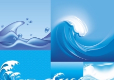蓝色海面浪花波浪背景矢量素材