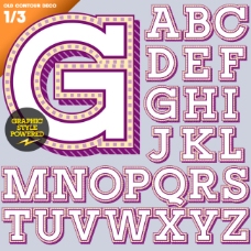 字体紫色立体字母设计矢量素材