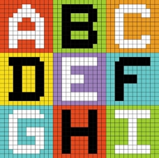 彩色点阵列字母矢量素材