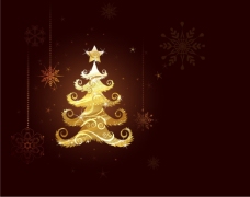 金色圣诞树背景矢量素材