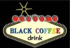 黑人咖啡店霓虹灯图片