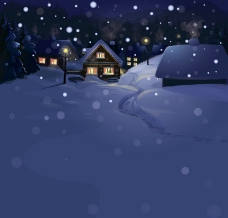雪夜风景图片