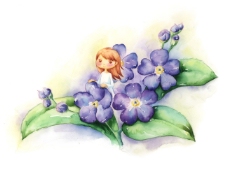 花的彩绘花朵上的小女孩彩绘PSD源文件